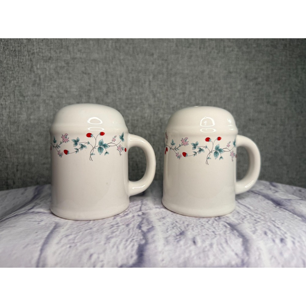 Vintage Ceramic Summer Fruit Strawberries Floral Large Salt And Pepper‎ Shaker